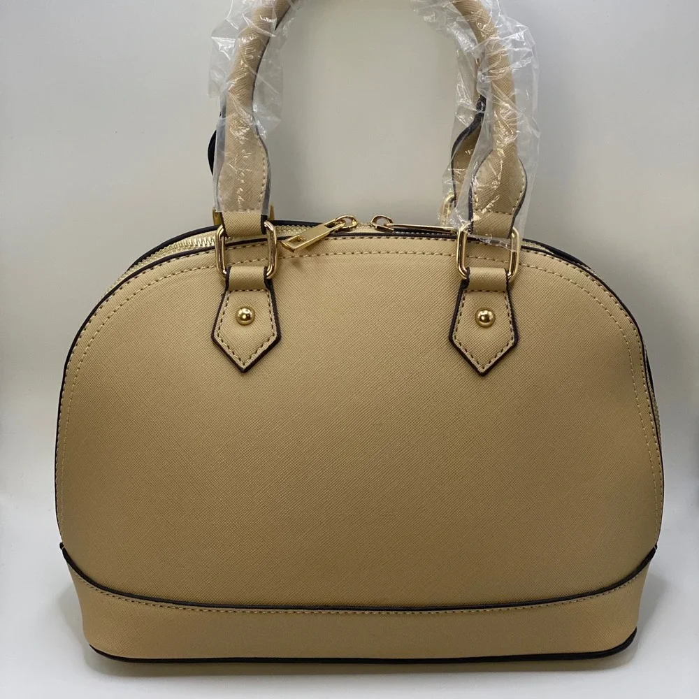 Preppy Vegan Leather Structured Handbag Set Old Money Classic Luxury Minimalist